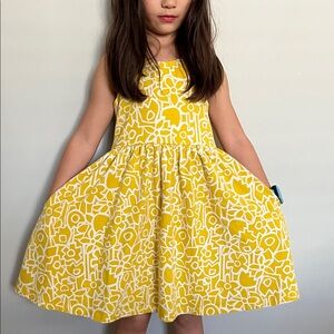 Hanna Andersson Yellow Patterned Kids Dress